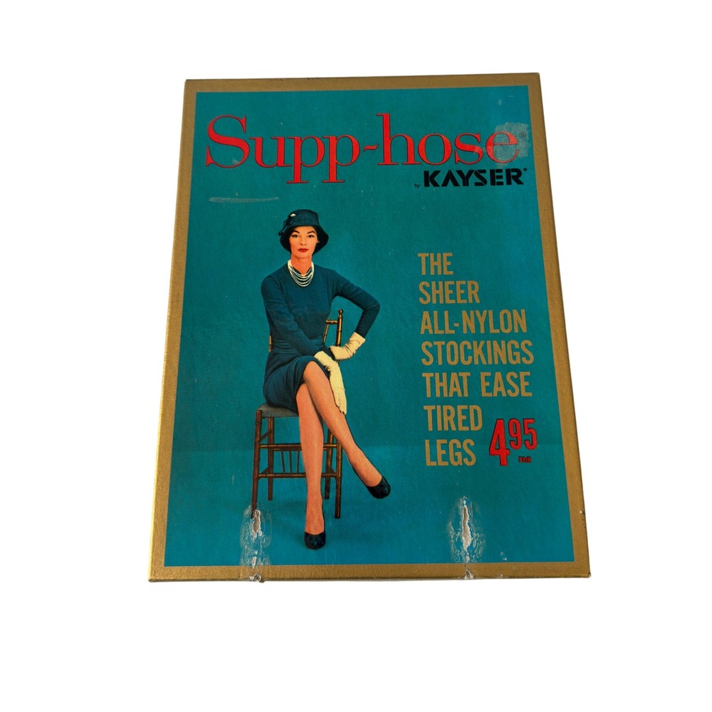 Vintage Supp-hose Kayser Sheer Nylon Stockings Support‎ Hosiery Mid-Century JS